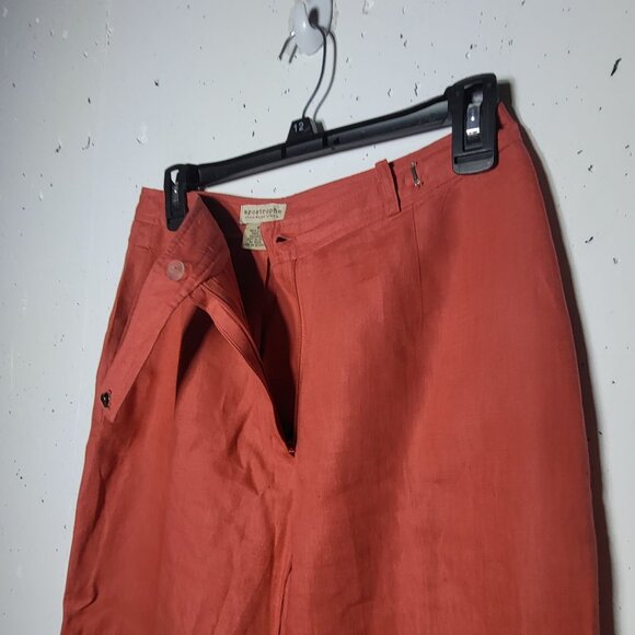 Apostrophe Womens 100% Pure Linen Embroidered Pants Size 6 Coastal Summer Career - Picture 6 of 11